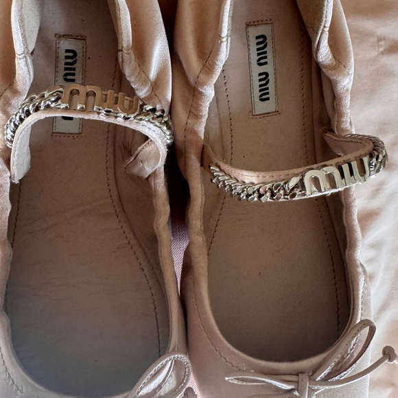 Miu Miu Silk Ballet Flats with Silver chain Size:38 - Picture 7 of 11